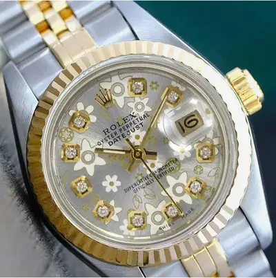 Rolex Datejust Two-Tone Silver Floral 14KY