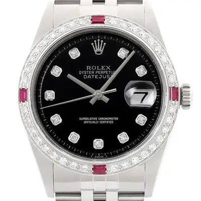 Rolex Datejust Black Diamond Ruby 18K
