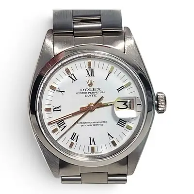 Rolex Date Steel White Roman Oyster