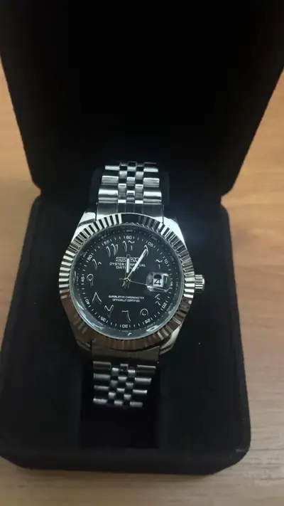 Seiko Midnight Black Fluted Bezel Date
