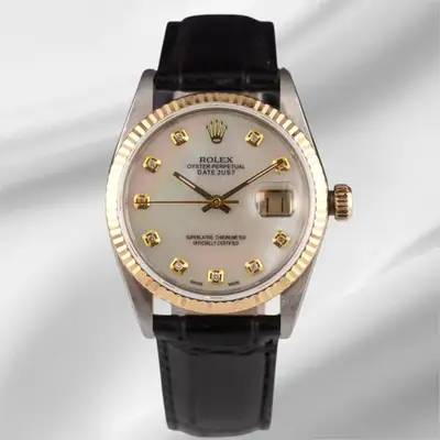 Rolex Datejust Yellow Gold Fluted White