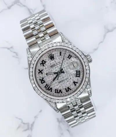 Rolex Datejust with Pave Diamond Bezel