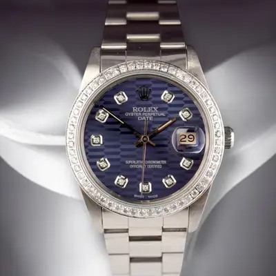 Rolex Date 1ct Blue Motif Steel