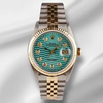 Rolex Datejust Yellow Gold Fluted Blue