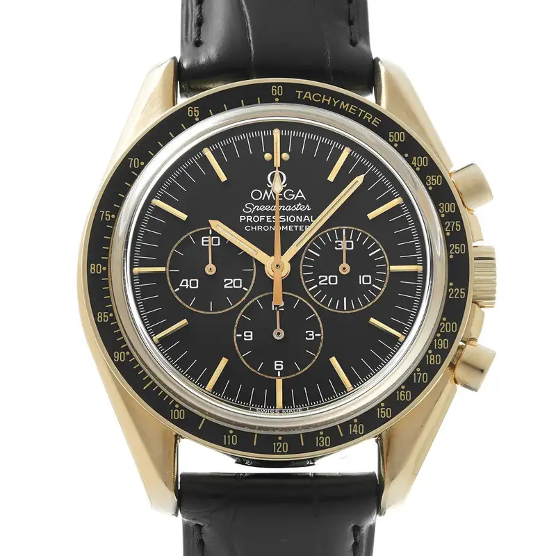 Omega Speedmaster 3694.50 39mm Yellow Gold Black Wristwatch #WW570