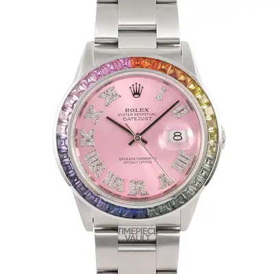 Rolex DATEJUST STEEL PINK ROMAN RAINBOW