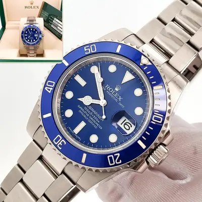 Rolex Rolex Submariner Date Smurf Blue Dial/Bezel White Gold 40mm 116619LB Box Papers