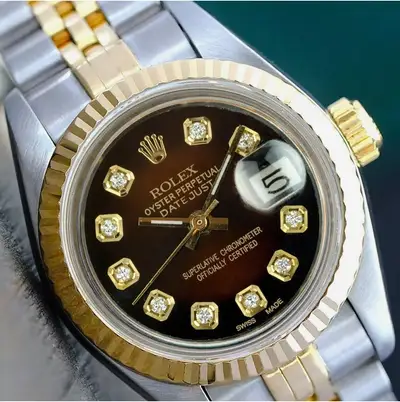 Rolex Datejust Two-Tone Brown Vignette 14KY