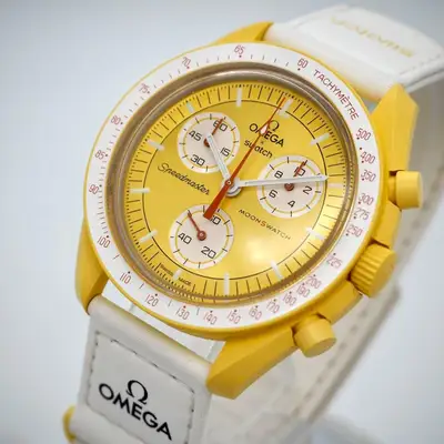 Omega Swatch Omega Collaboration Yellow Moonwatch Chrono