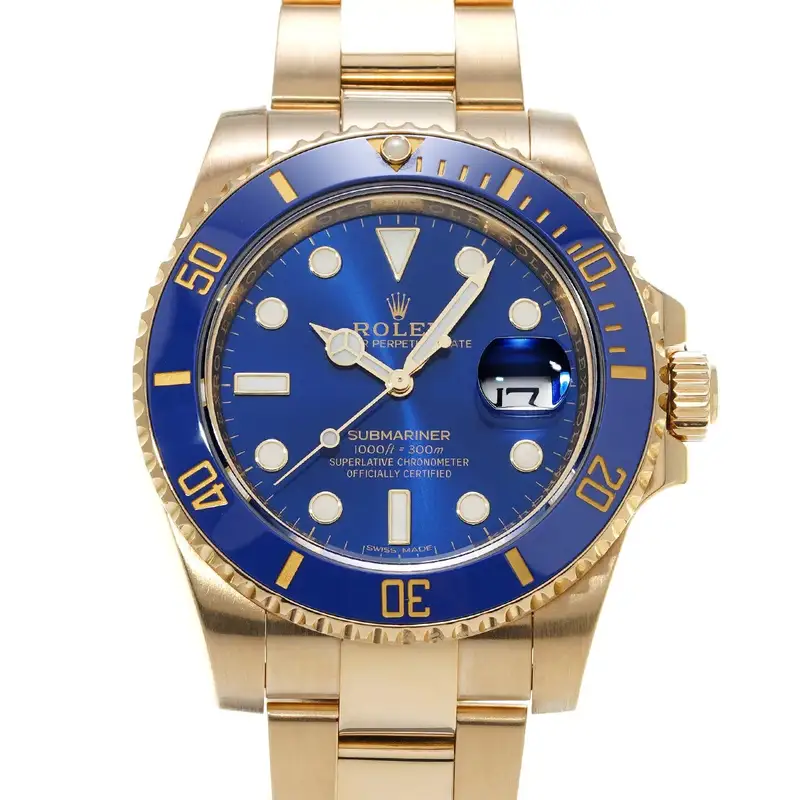 Rolex Submariner 116618LB 40mm Yellow Gold Blue Wristwatch #WW238