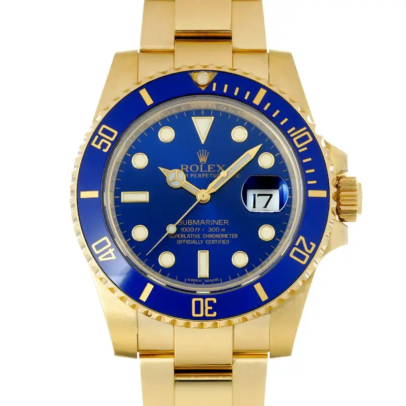 Rolex Submariner 116618LB 40mm Yellow Gold Blue Wristwatch #WW7779