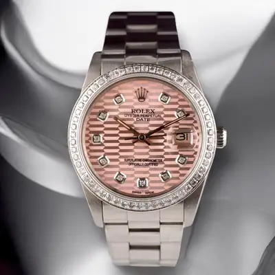 Rolex Date 1ct Pink Motif Steel