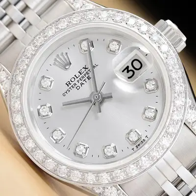 Rolex DATE 6924 SILVER DIAMOND 18K