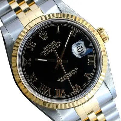 Rolex Datejust Two-Tone Black 18KY Fluted