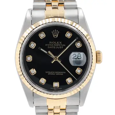 Rolex Datejust Two-Tone Black 18KY Fluted