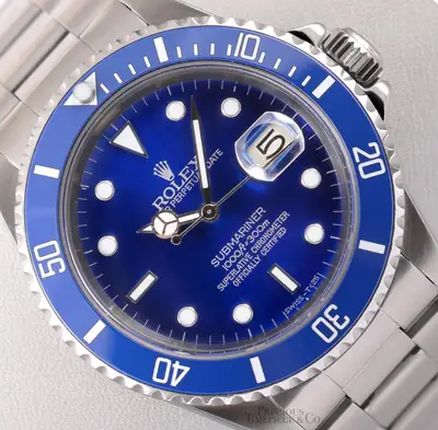 Rolex Rolex Submariner 16610 Date Stainless Steel 40mm-Custom Blue Ceramic & Blue Dial