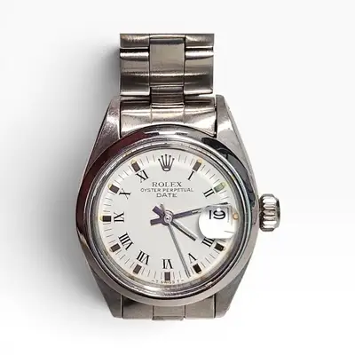 Rolex Date Steel White Roman Oyster